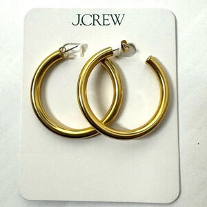 J. Crew Mini Tube Hoop Earrings in Matte Gold